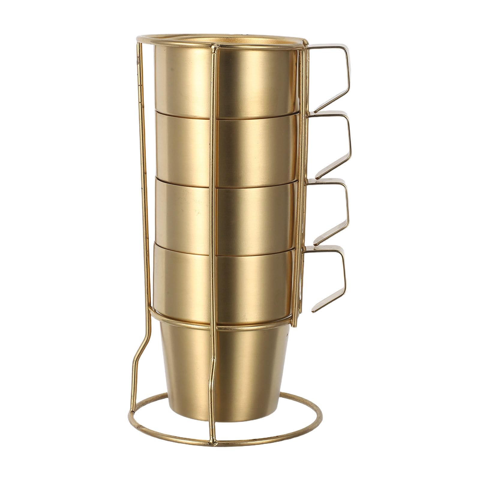Alipis Juego de tazas de café apilables de acero inoxidable con soporte, 300 ml, con aislamiento de doble pared, para té y agua, para exteriores, bebidas frías y calientes.