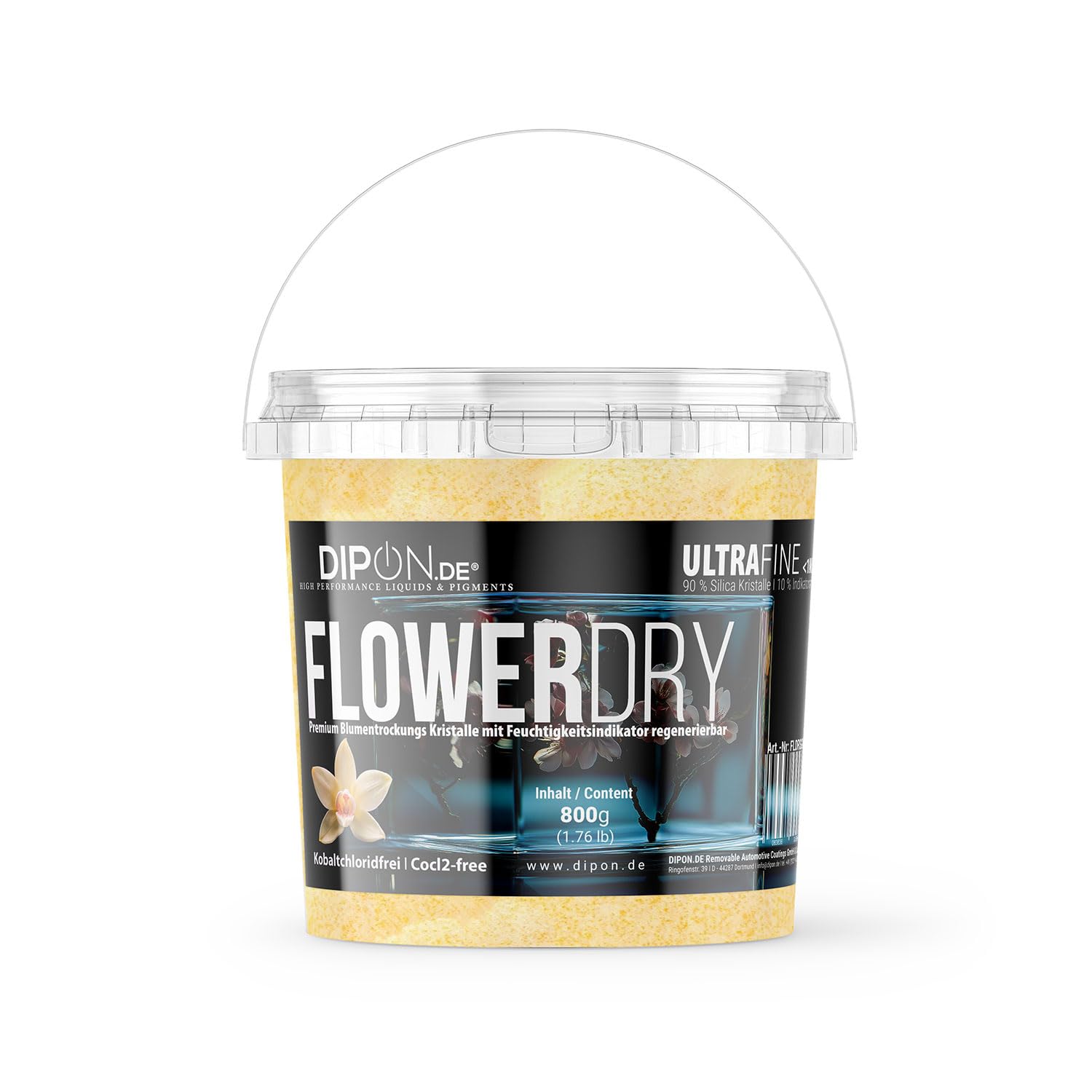 FlowerDry Ultra Fine mit Feuchte Indikator Blumentrocknung Kieselgel zum Trocknen von Blumen, Feinen Kristallen, Trockenmittel, Wiederverwendbares Blumenschutzmittel (5 kg (5 x 1 kg) Tüte)