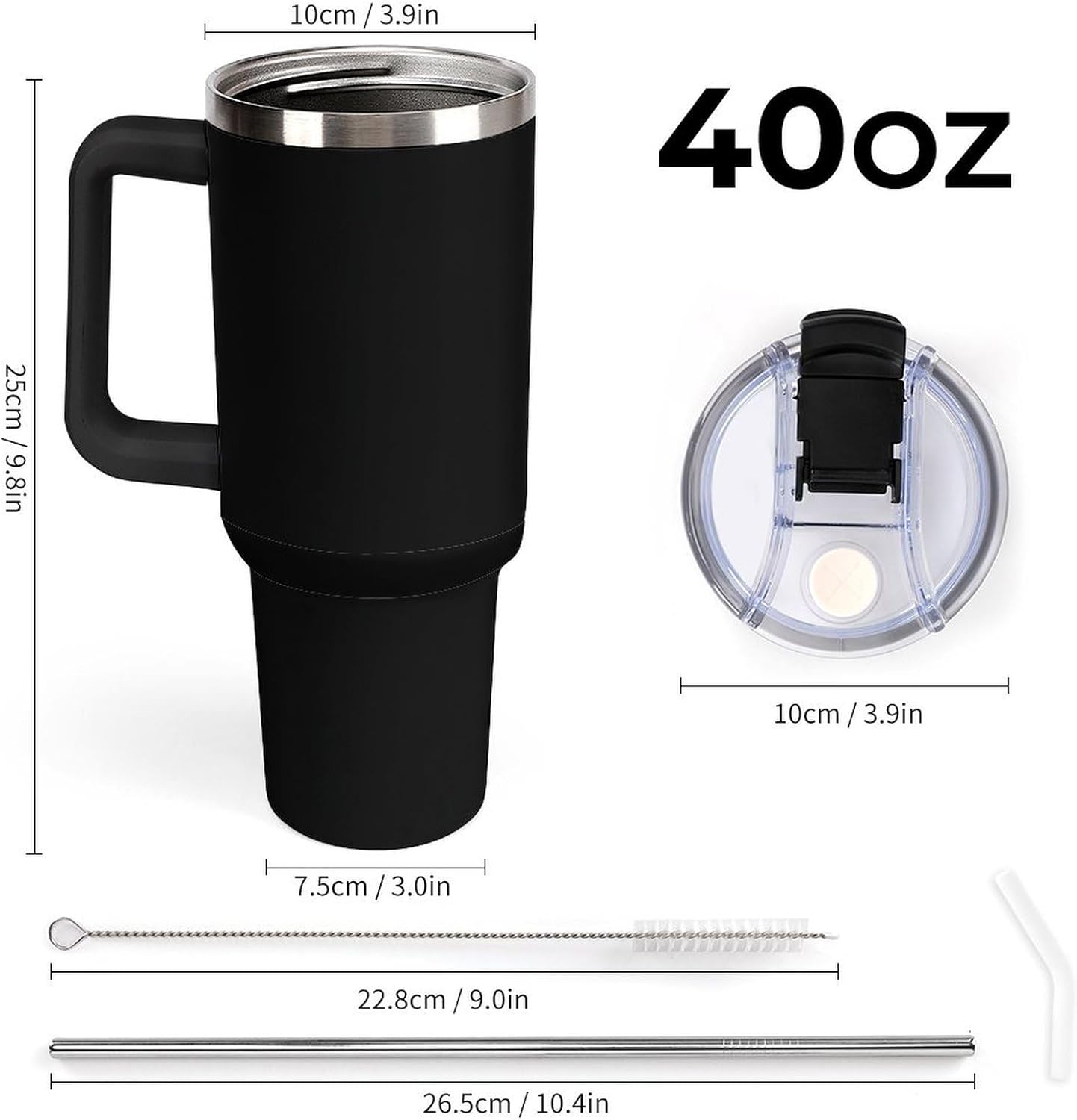 Skull Middle Finger 40 Oz Tumbler Insulated Stainless Steel Water Bottle Travel Mug Car Cup with Handle and Straw