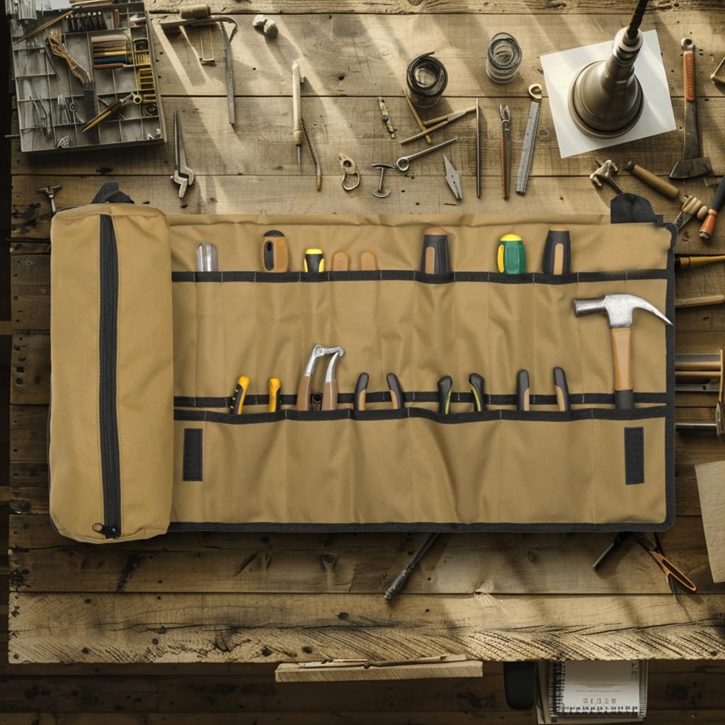 Borsa arrotolabile in tessuto Oxford impermeabile per un facile accesso e organizzazione degli strumenti in vari ambienti di lavoro