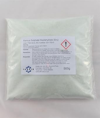 Iron II Sulphate, Ferrous Sulphate Damp grade, Fertilizer, 500g - By Inoxia