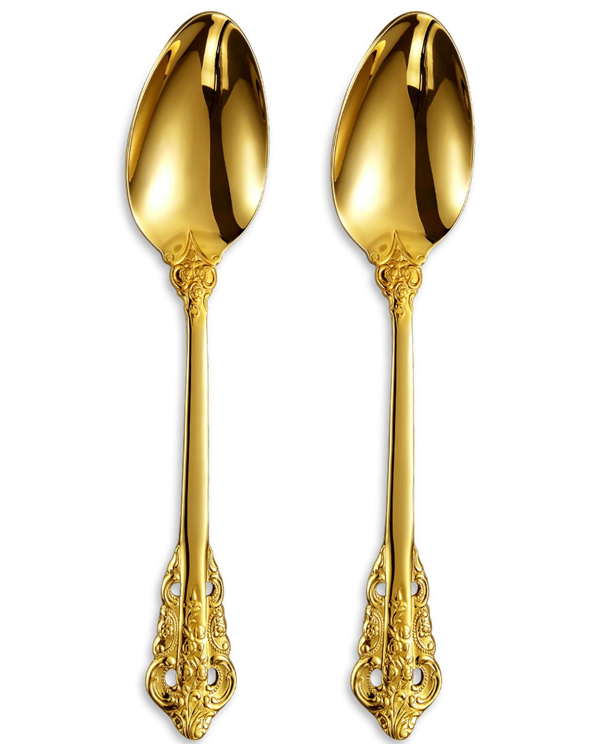 KEAWELL 2-Piece Gorgeous Large Gold Serving Spoon, 18/10 Stainless Steel, Sturdy Tablespoon, Dishwasher Safe