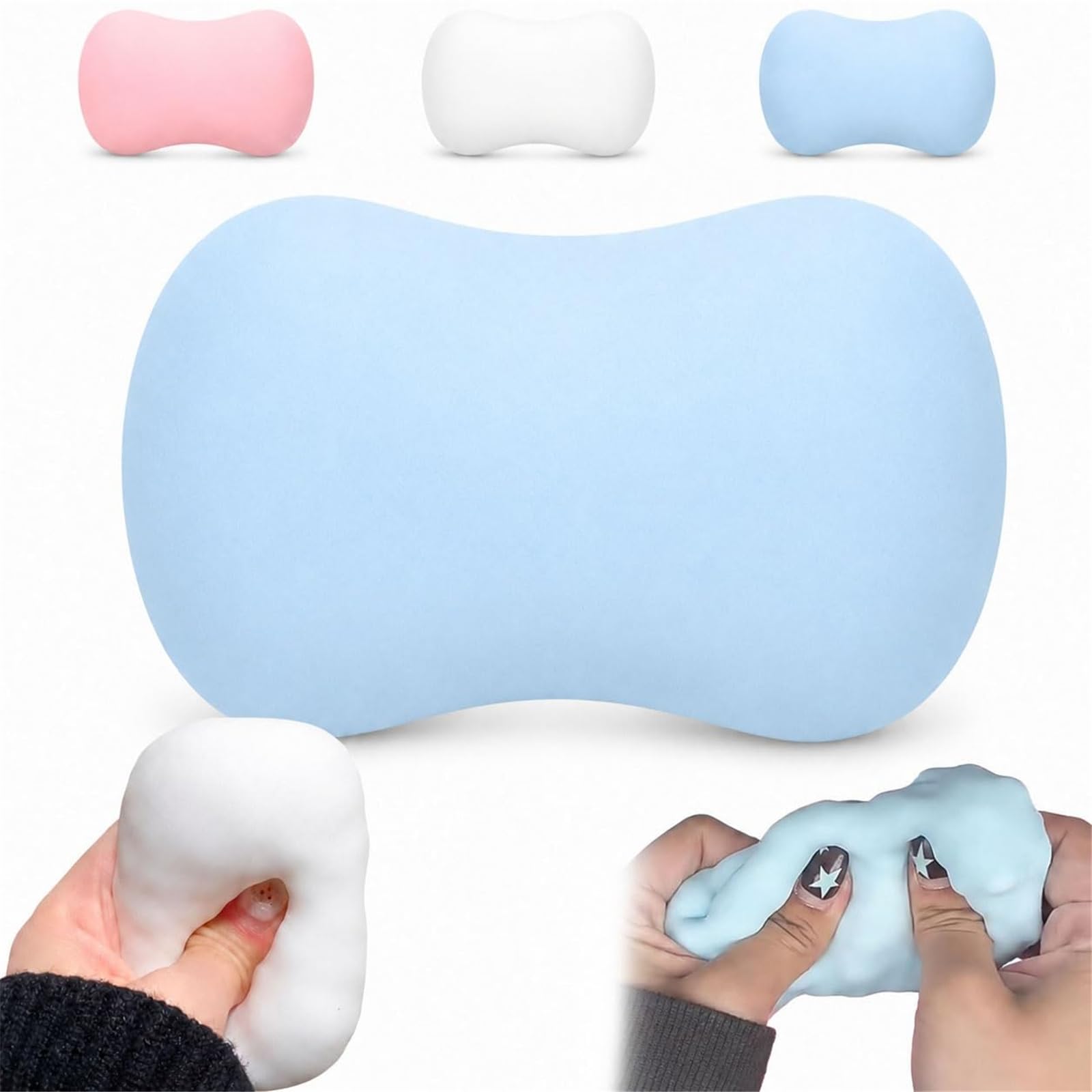 Crunchy Soap Squishy Asmr Stress Ball, Realistic Bar Soap Shape Bead-Filled Crunchy Squishy Stress Ball,Non Rebound Cute Squeeze Sensory Fidget Toy for Adults Office Anxiety Relief (Blue)