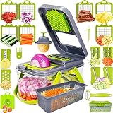 AOKON Vegetable Chopper, Upgraded 22 in 1 Mandoline Vegetable Slicer Dicer with 13 Stainless Steel B
