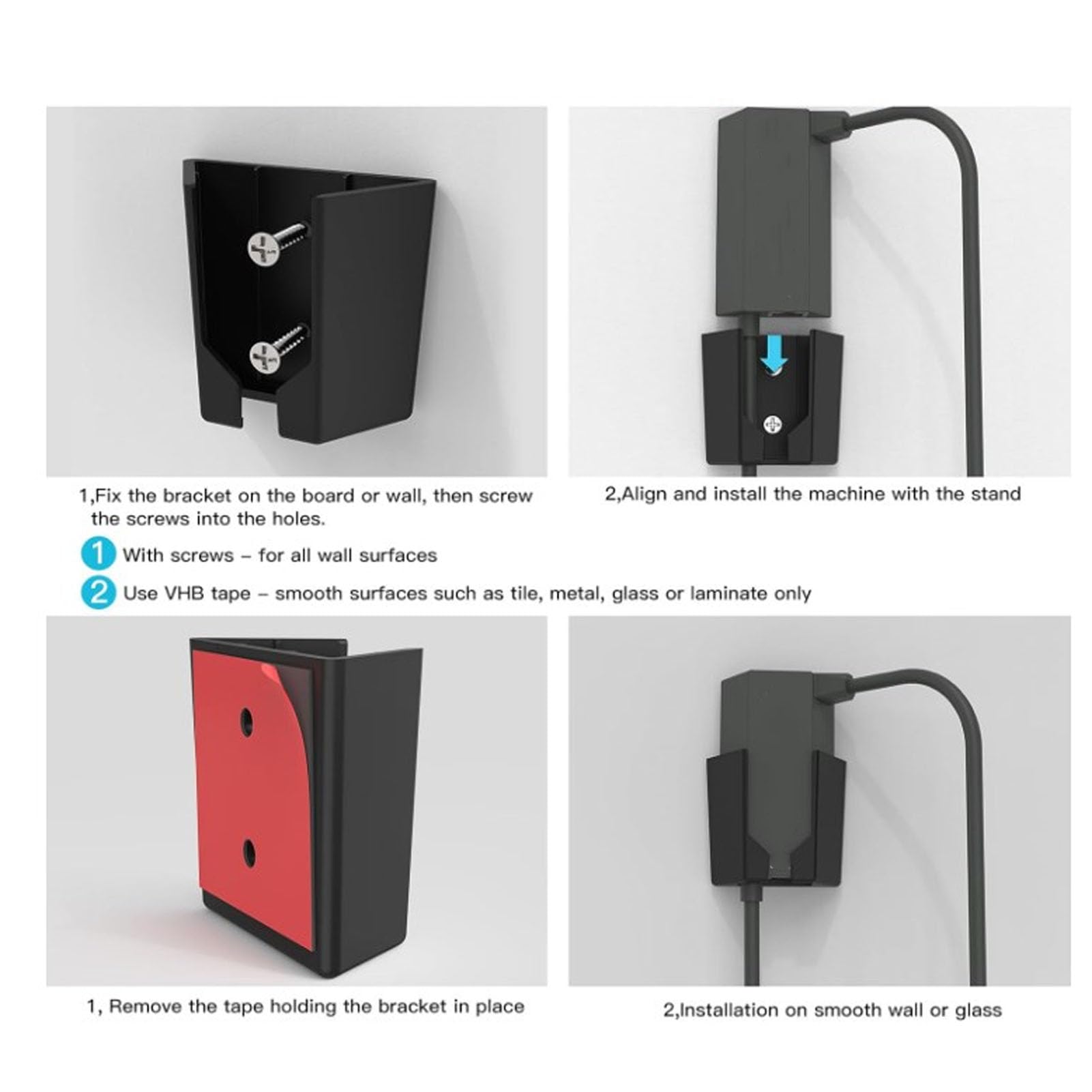 ASHATA Ethernet Adapter Mount, Internet Kit Satellite Brackets Multipurpose High Stability Plastic ABS Mounting Kit for Ethernet Adapter, Black