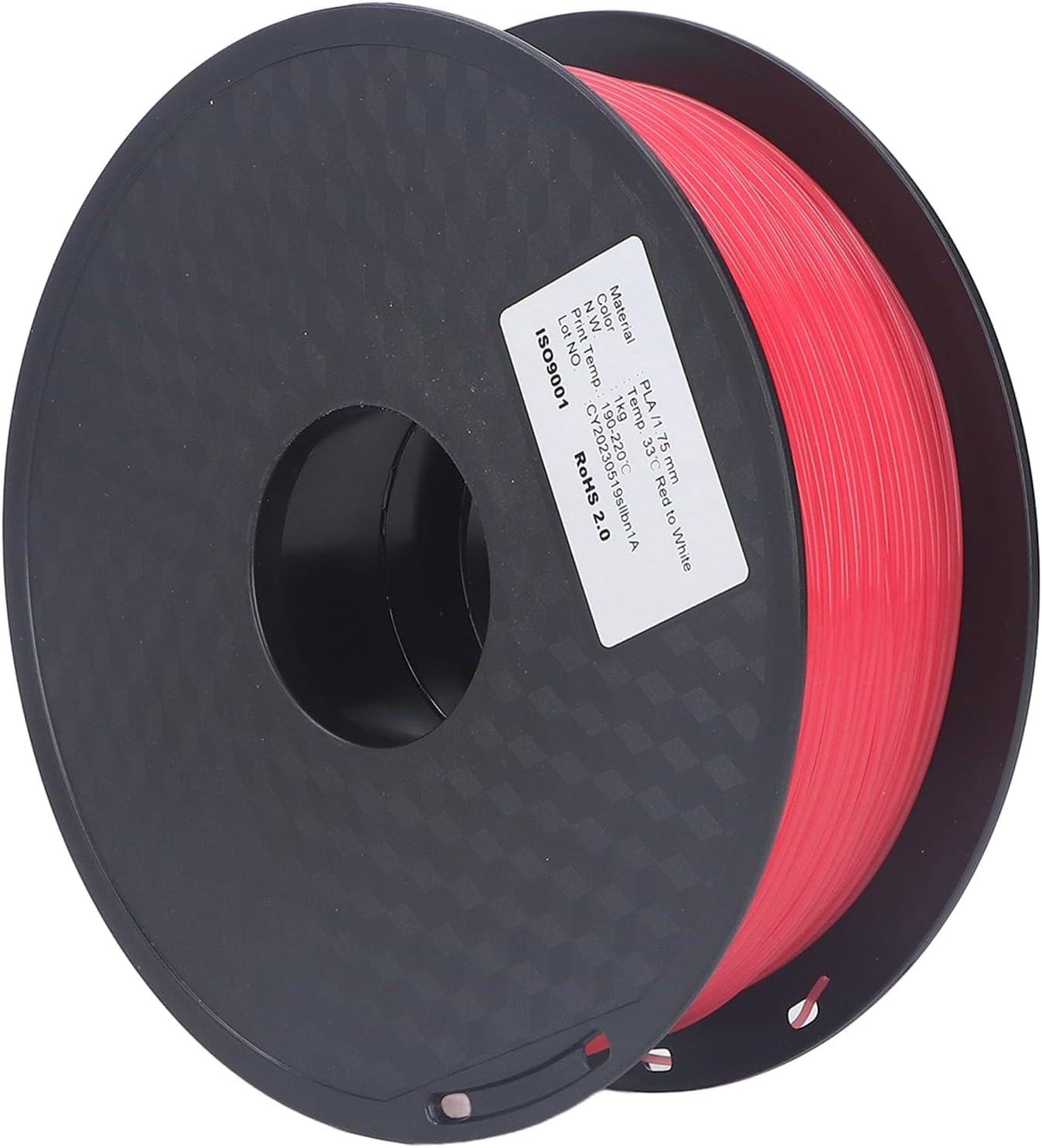 1.75mm PLA Color Changing Filament, Red to White Gradient for 3D Printing, Glossy Finish, Stable, High Printing Accuracy, and Impact Material