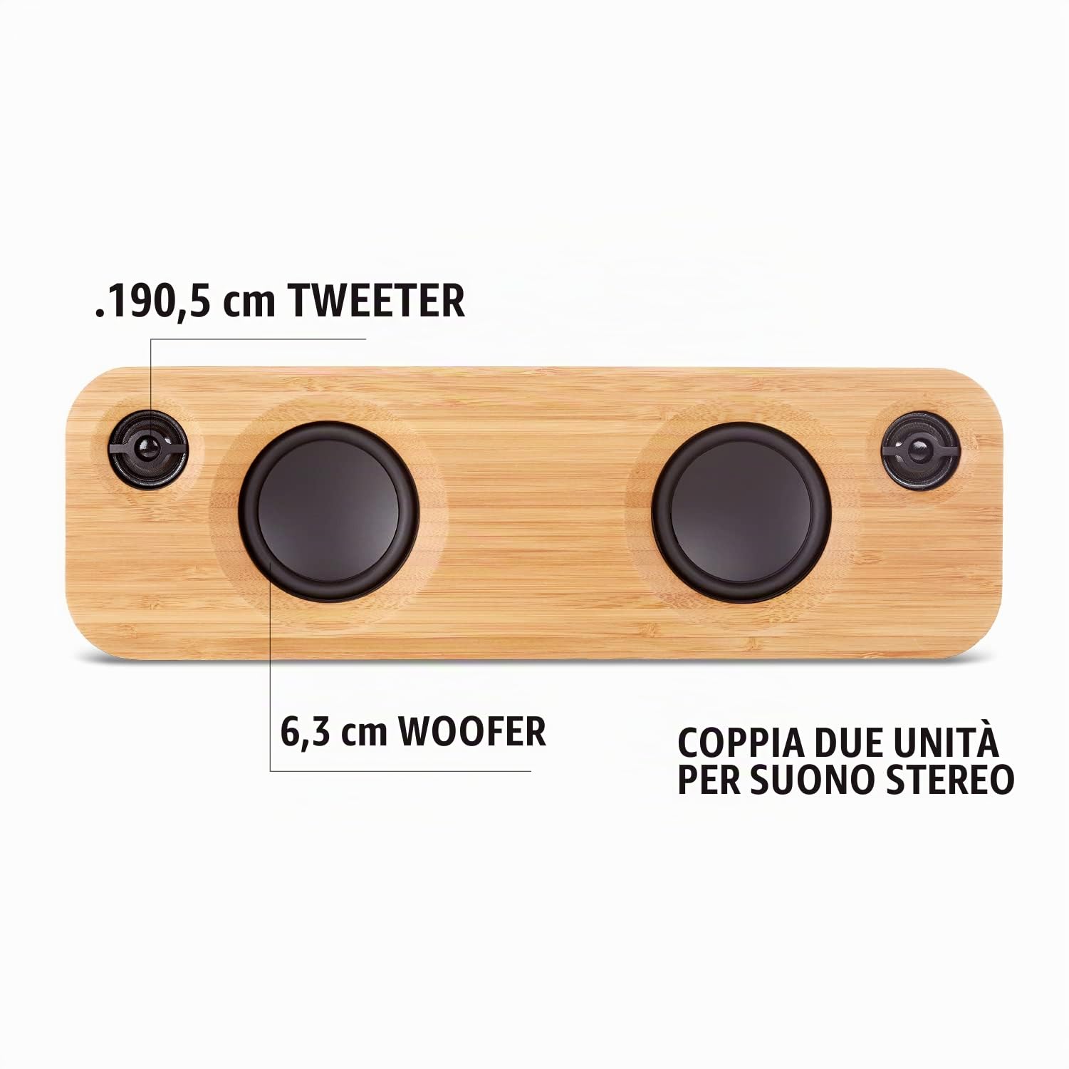 House of Marley Get Together Mini Casse, Doppio Altoparlante senza Fili in Bambù e Alluminio Riciclabile, Autonomia Batteria 10 Ore, con Subwoofer da 2.5 Pollici e Funzione Vivavoce, Nero