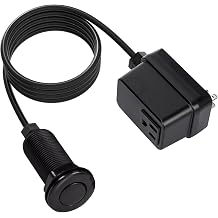 CLEESINK Garbage Disposal Switch, Cordless Air On Off Kit for Food Waste Disposer, Plastic Black, LONG 3.5" Sink Top Push Button