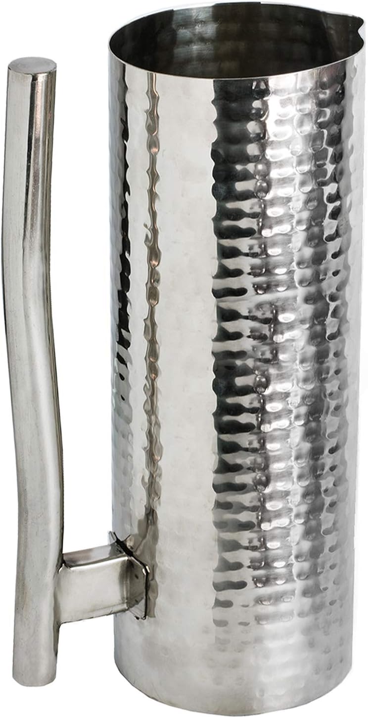 Hammered Pitcher - Stainless Steel Water Pitcher - Silver Pitcher – Serving Pitchers - 72 oz - By Colleta Home