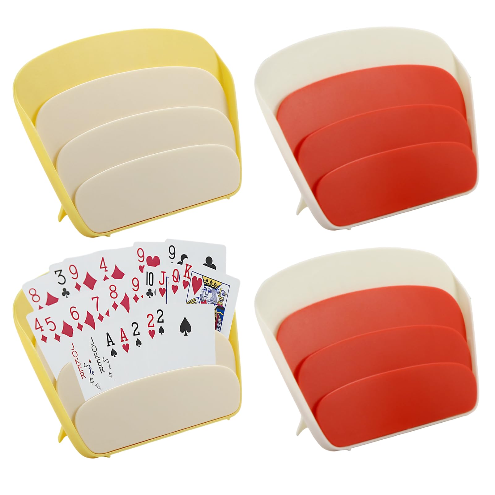 UIHRLM 4PCS Playing Card Holder, 3 Layers Design Card Game Holders