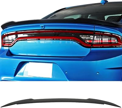 Fit 2015-2023 Dodge Charger Trunk Spoiler | IKON MOTORSPORTS, Matte Black, ABS, Rear Tail Wing Boot Lid, 2016 2017 2018 2019