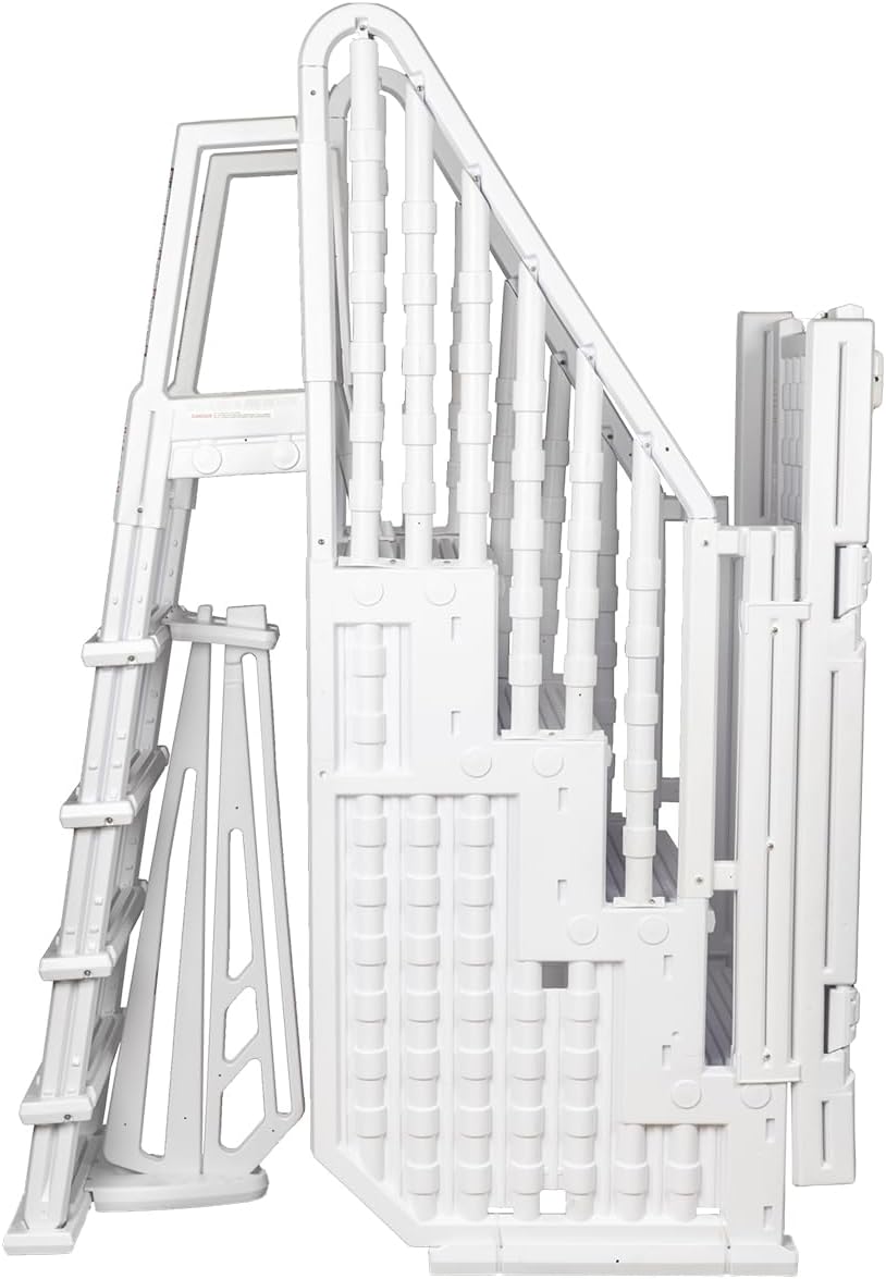 Aqua Select Everest Entry Step System | Above Ground Pool Step | 350 Lb Capacity | White Steps