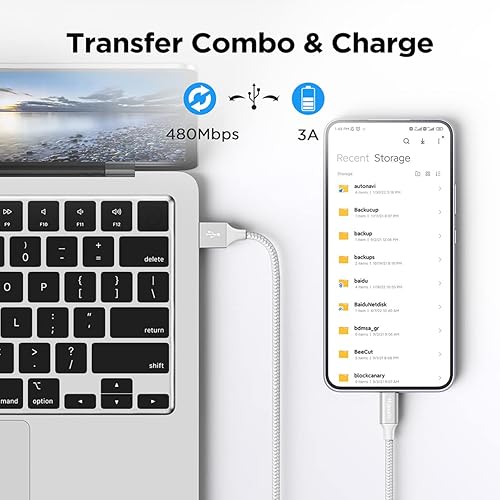 Miniatura 4 de Etguuds Cable de 10 pies blanco de carga rápida de USB-A a USB-C, 2 cables, para Samsung S23, S22, S21, S20, S10, S10E, A10e, A11, A13, A03s, A53, Z