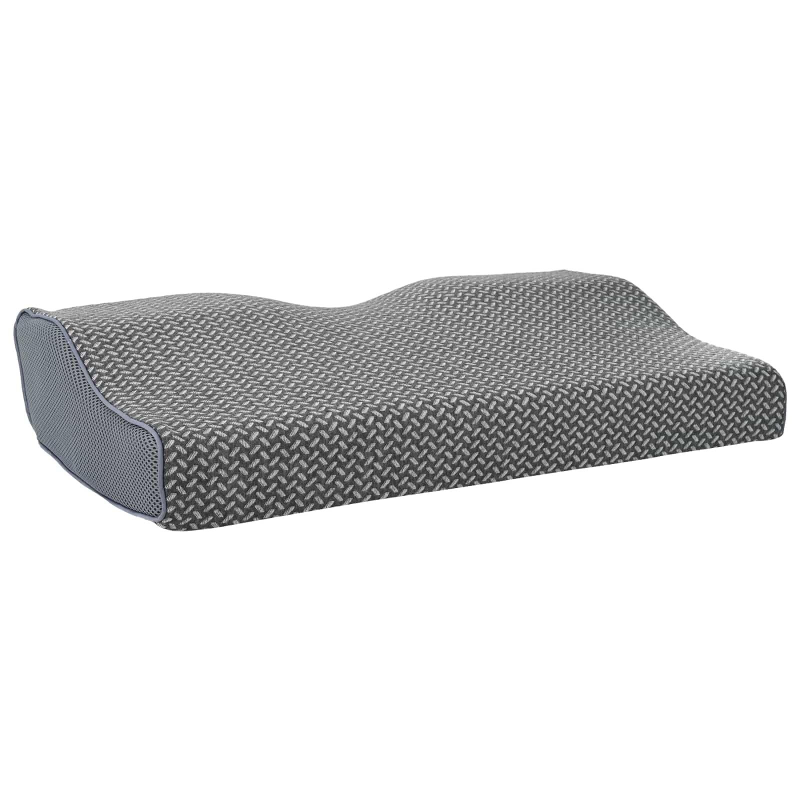 Nowoczesna poduszka pod kark, szara, 60 x 34 x 11 cm, z pianki memory z poszewką poliestrową, ergonomiczna poduszka podróżna dla karku i komfortu