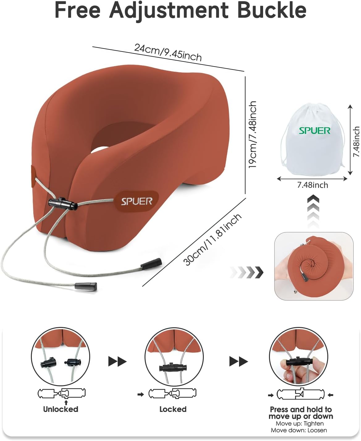 Travel Pillow – Neck Pillow Airplane, Travel Pillows for Airplanes, Airplane Travel Accessories with Eye Mask, Earplugs, Ergonomic Memory Foam Neck Pillow for Sleeping, Flights, Cars, Office (Coffee)