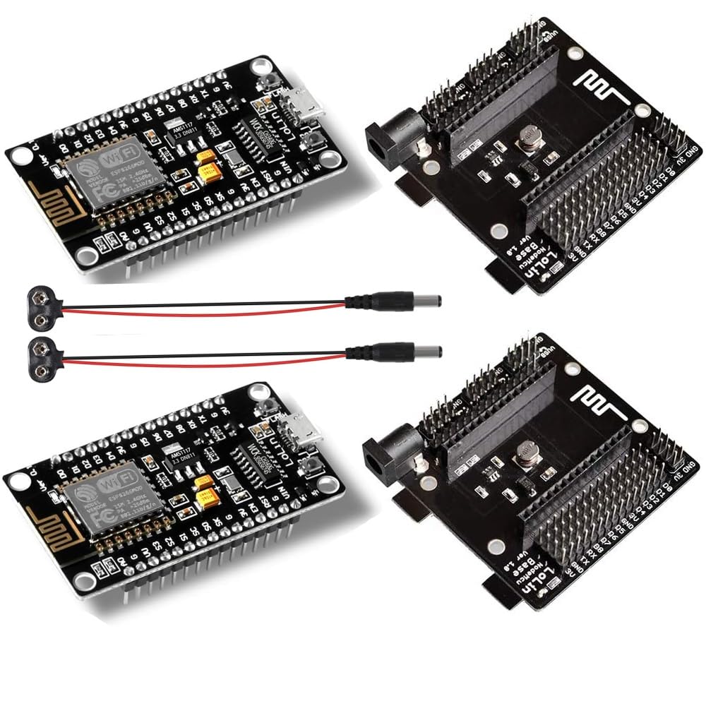 DUBEUYEW ESP8266 NodeMcu V3 CH340 ESP-12F WiFi Development Board for Arduino IDE/Micropython, with GPIO Breakout board(2x ESP8266 Kit)