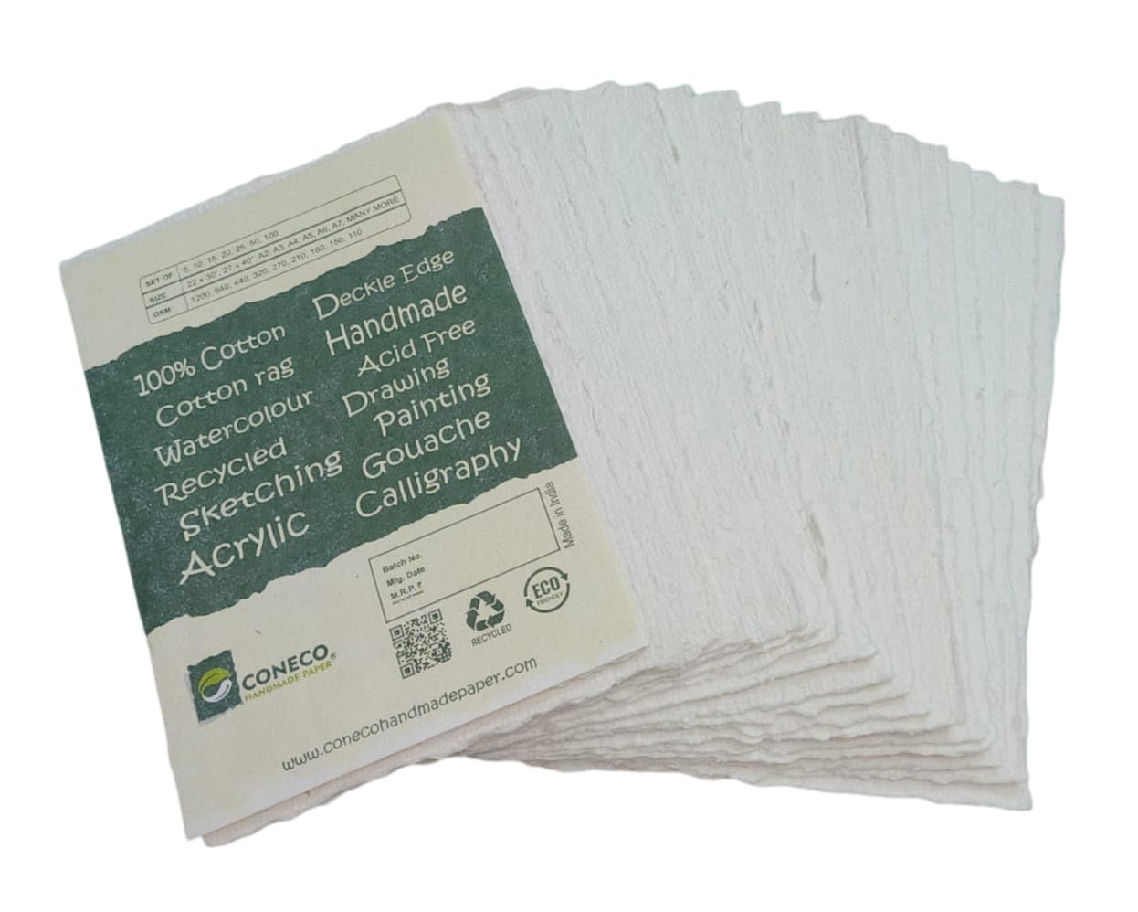 CONECO HANDMADE PAPER®A6 Watercolor Papers, 100% Cotton, Deckle Edge, 210 GSM -20 Sheets (B099ZWFZ2C) Amazon Price History, Amazon Price Tracker