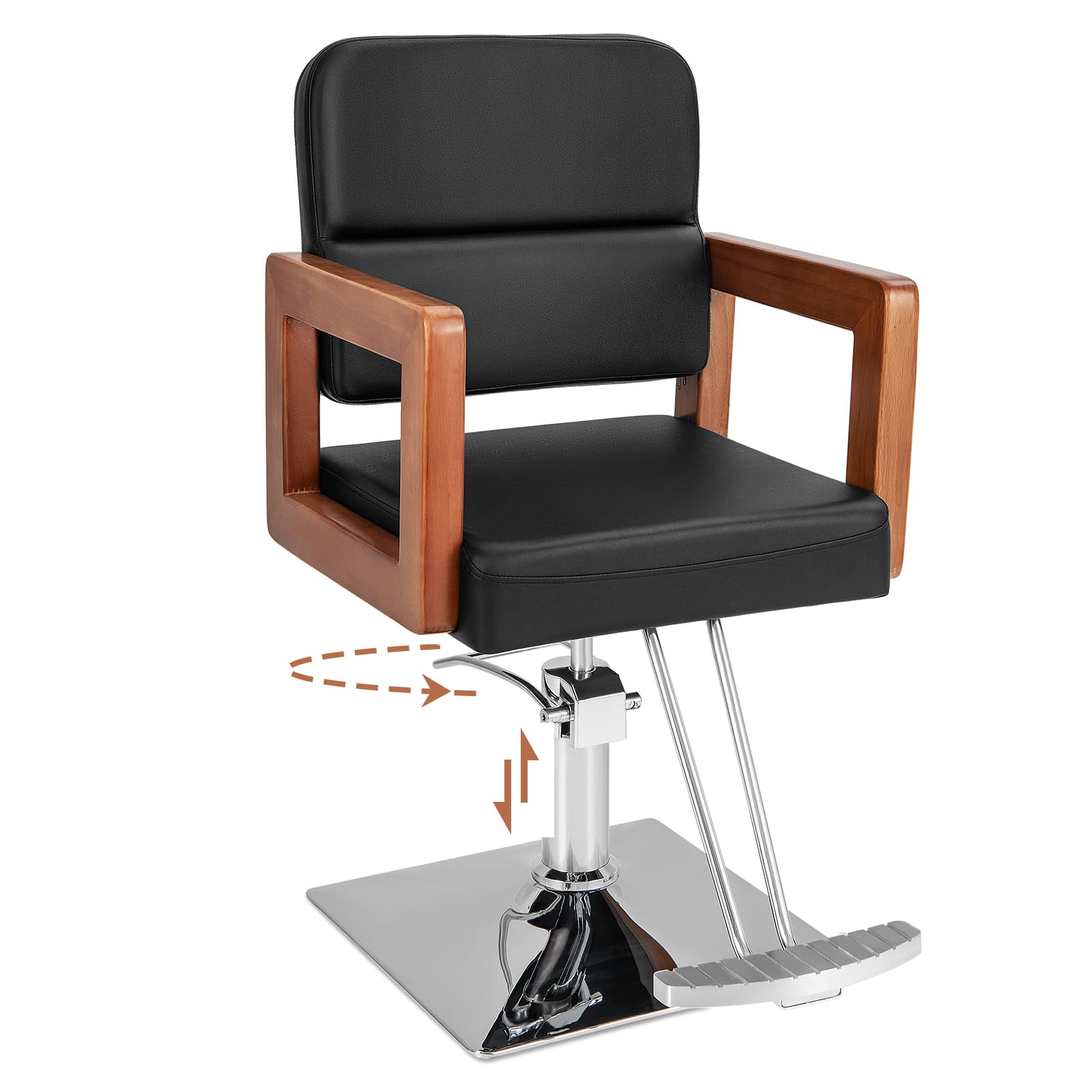 RELAX4LIFE Fauteuil Barbier Pivotant à 360° avec Dossier & Repose-Pieds, Chaise à Coiffure Hydraulique, Hauteur d’Assise Réglable 50-65 CM, Equipement Coiffure pour Spa Maquillage, Charge 250 KG