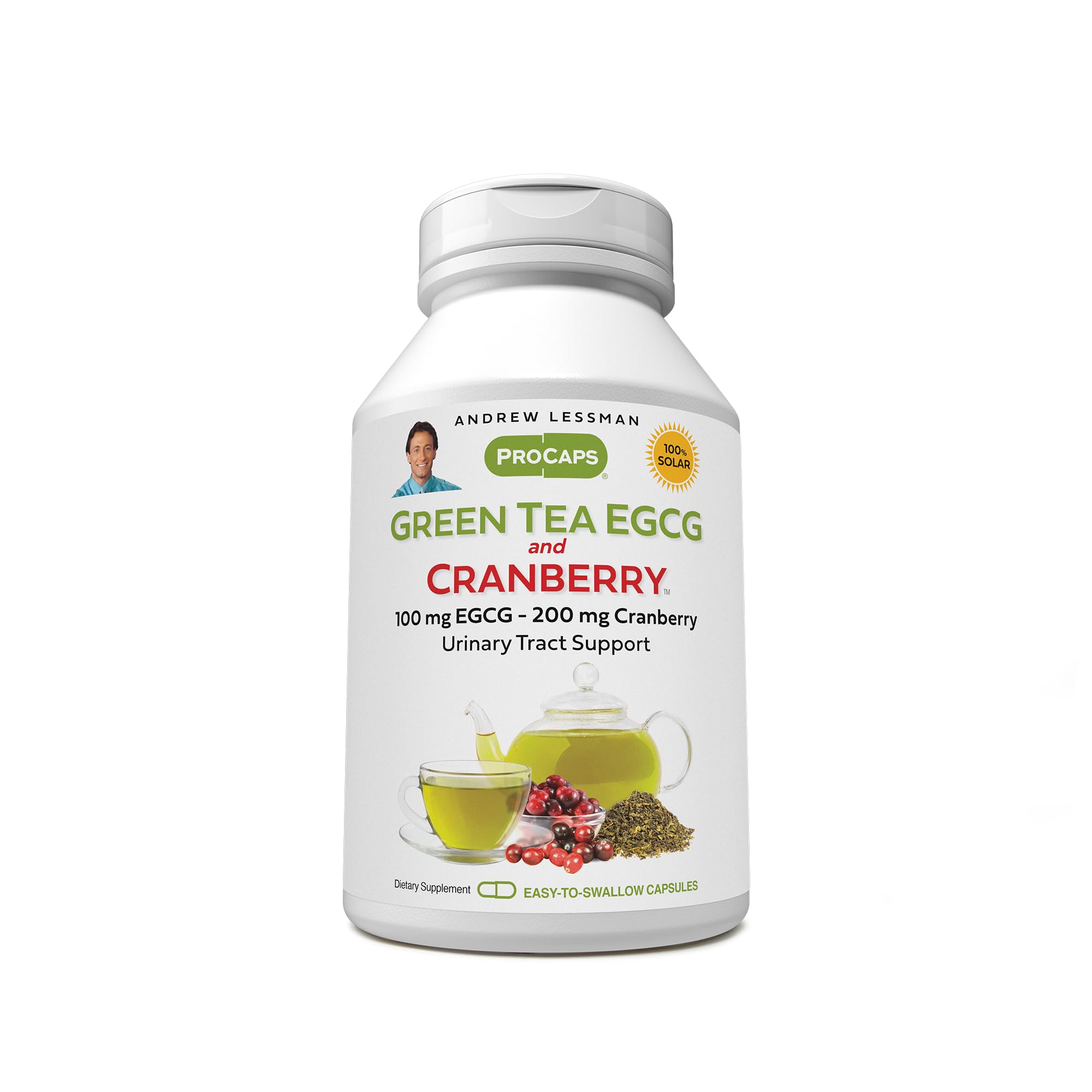 ANDREW LESSMAN Green Tea EGCG & Cranberry 180 Capsules - Standardized for Catechins and Polyphenols. Helps Protect Tissues, Organs and Systems
