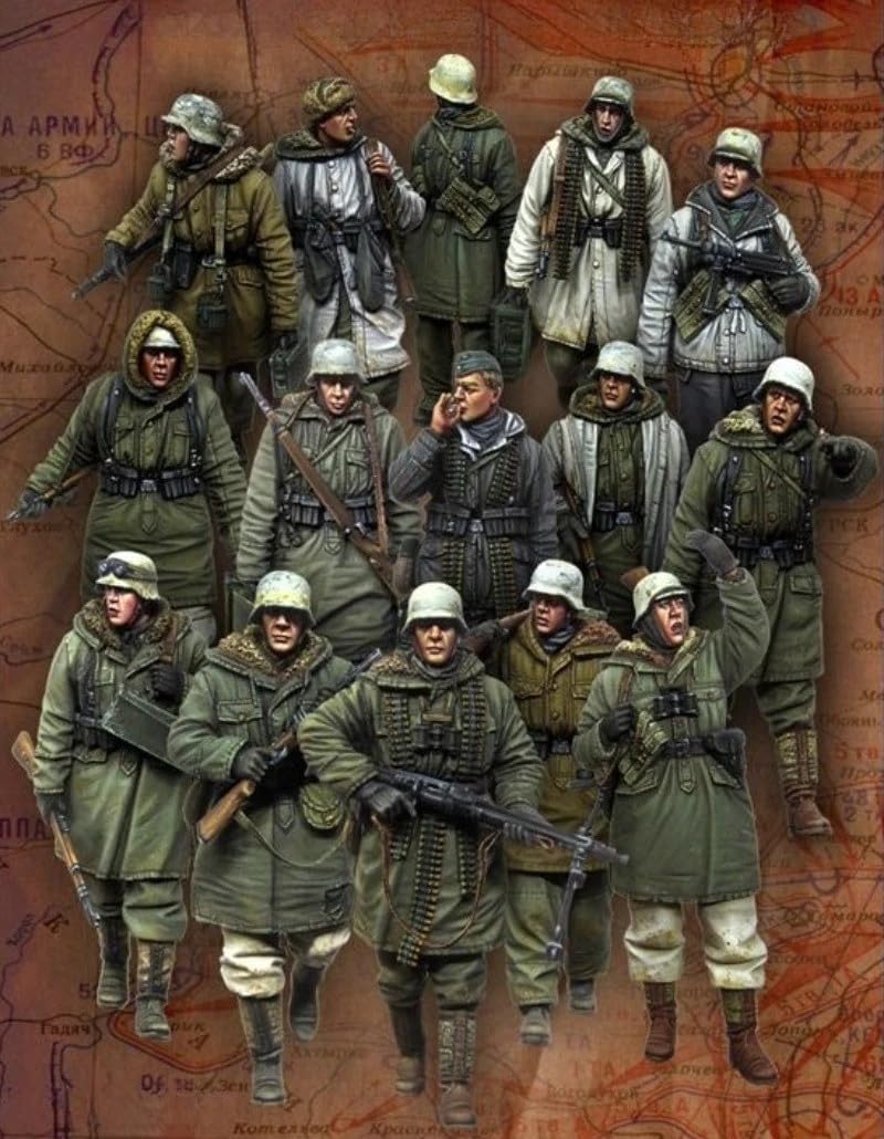 1/35 Scale Resin Figure Model Kit WWII German Infantry Winter March Set 15 Figures Unassembled and Unpainted