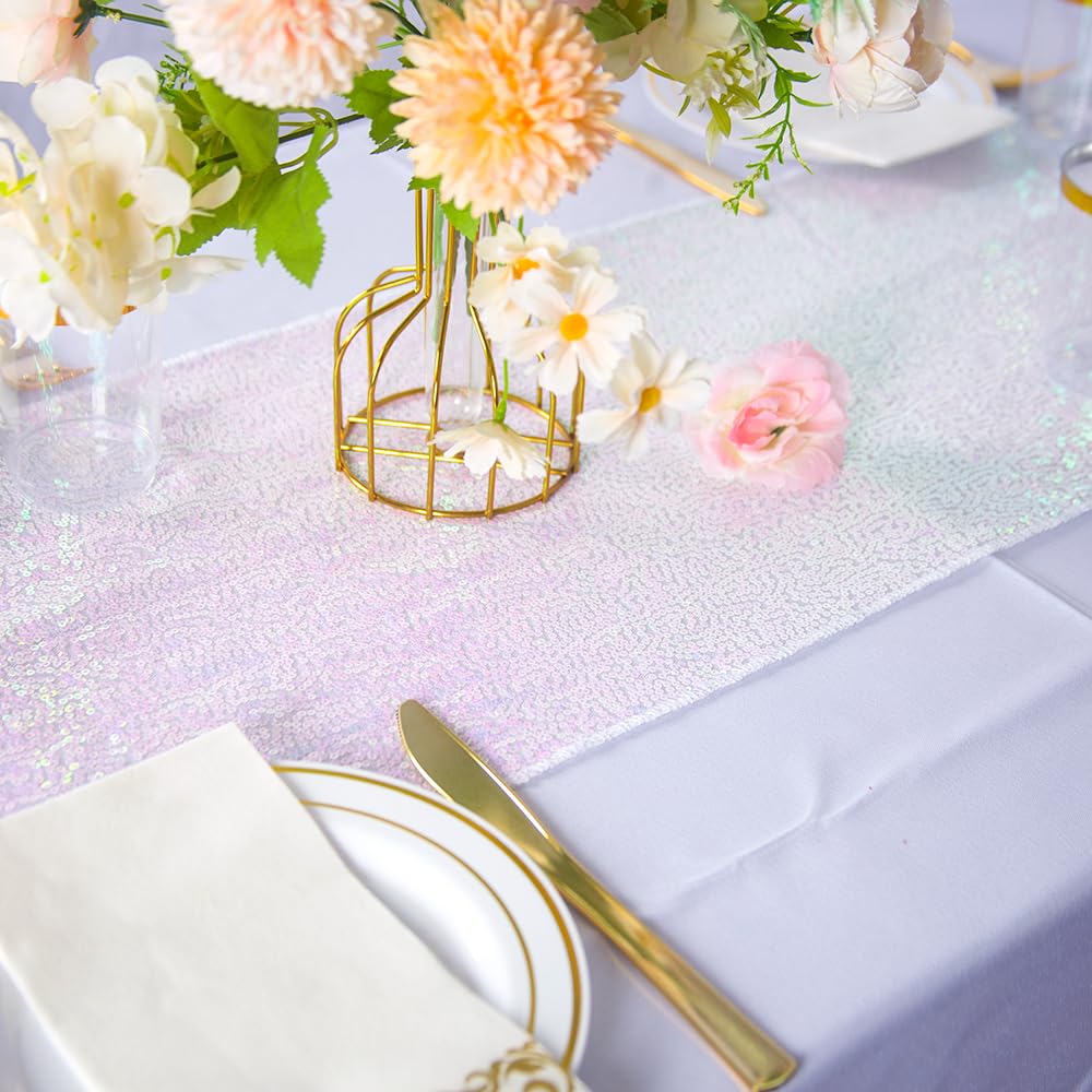 Glitzer-Pailletten-Tischläufer, glitzernde Tischläufer, 30,5 x 305,6 cm, glitzernde Tischläufer, Dekoration für Geburtstag, Hochzeit, Bankett, Urlaub, Party, 12 Packungen