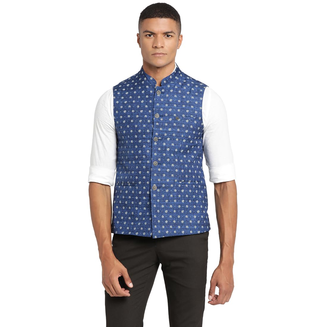 turtle Men 100% Cotton Dobby Print Formal Nehru Jacket-picture-11