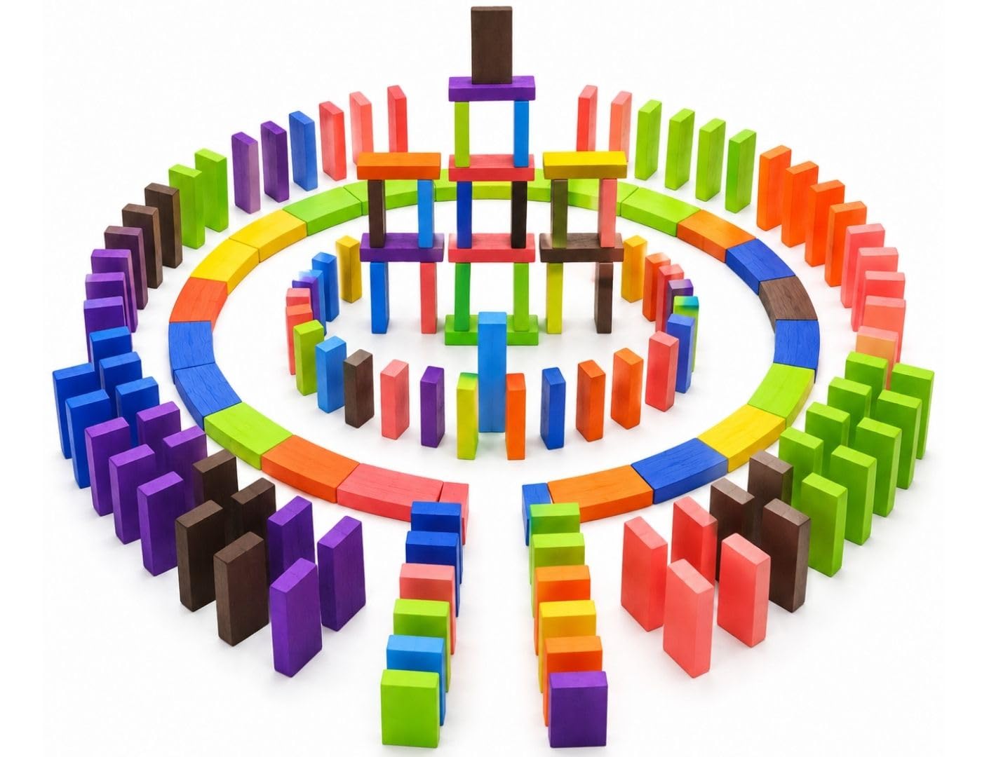 BKDT Marketing 120 PCS Colorful Wooden Domino Blocks Racing Set for Kids | Tile Building | Educational STEM Learning Toy | Color Recognition, Motor Skill Development | Gift for Boys & Girls Age 3+