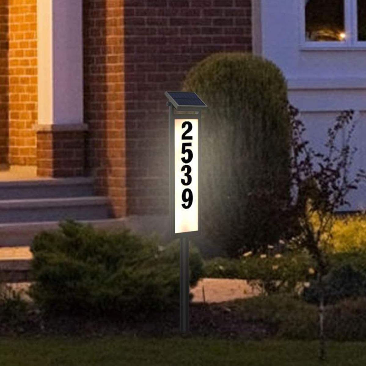 Luxshiny Luce Civico Solare, House Number Light, in Plastica Nera, per Esterni e Giardino, Illuminazione Outdoor e Visualizzazione Indirizzo