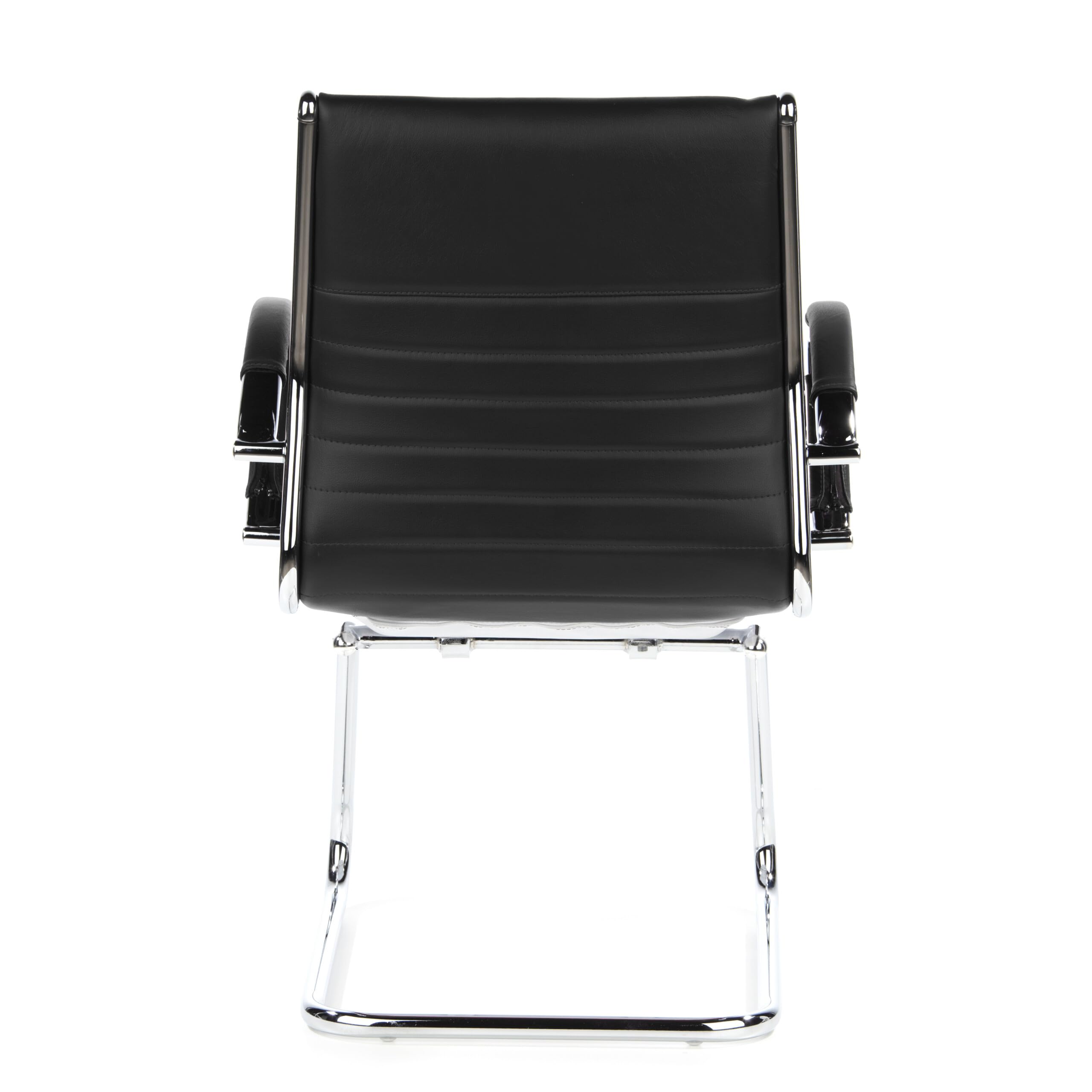 hjh OFFICE 660505 Konferenzstuhl Parma V Leder Schwarz/Chrom Freischwinger Besucherstuhl mit Armlehnen