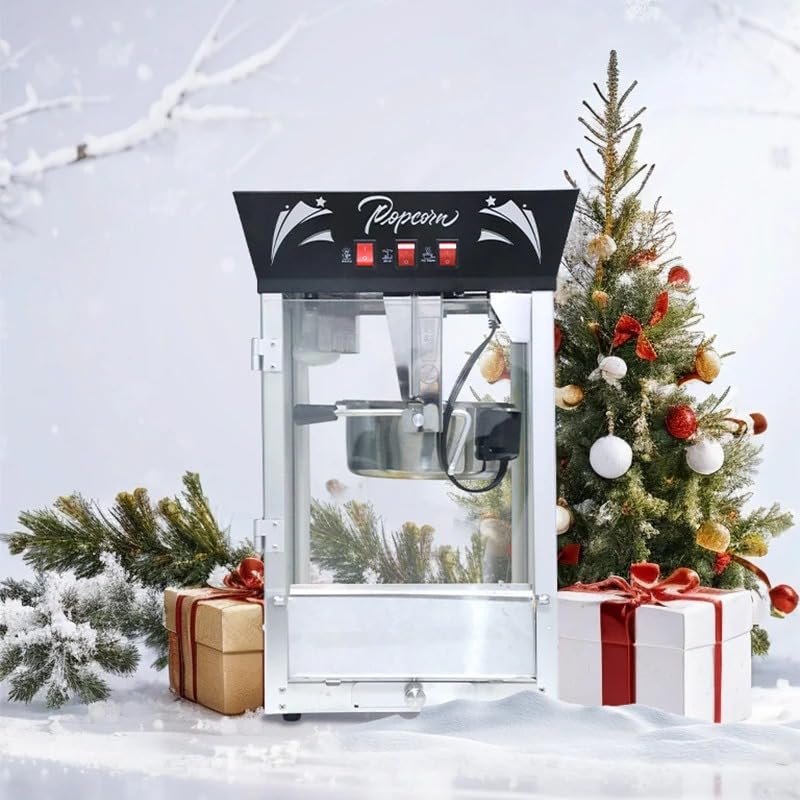 Commercial Popcorn Machine, 12 Ounce Popcorn Popper with Stainless Steel Kettle, Tempered Glass Panels, 850W Countertop Popcorn Maker for Business, Home Theaters, Parties and Events (Black)