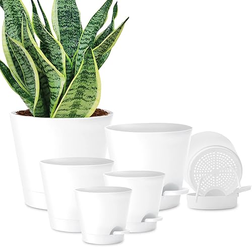 Macetas de autorriego para interiores  876.565.55 pulgadas macetas de riego automático para plantas de interior con depósito profundo de platillos y