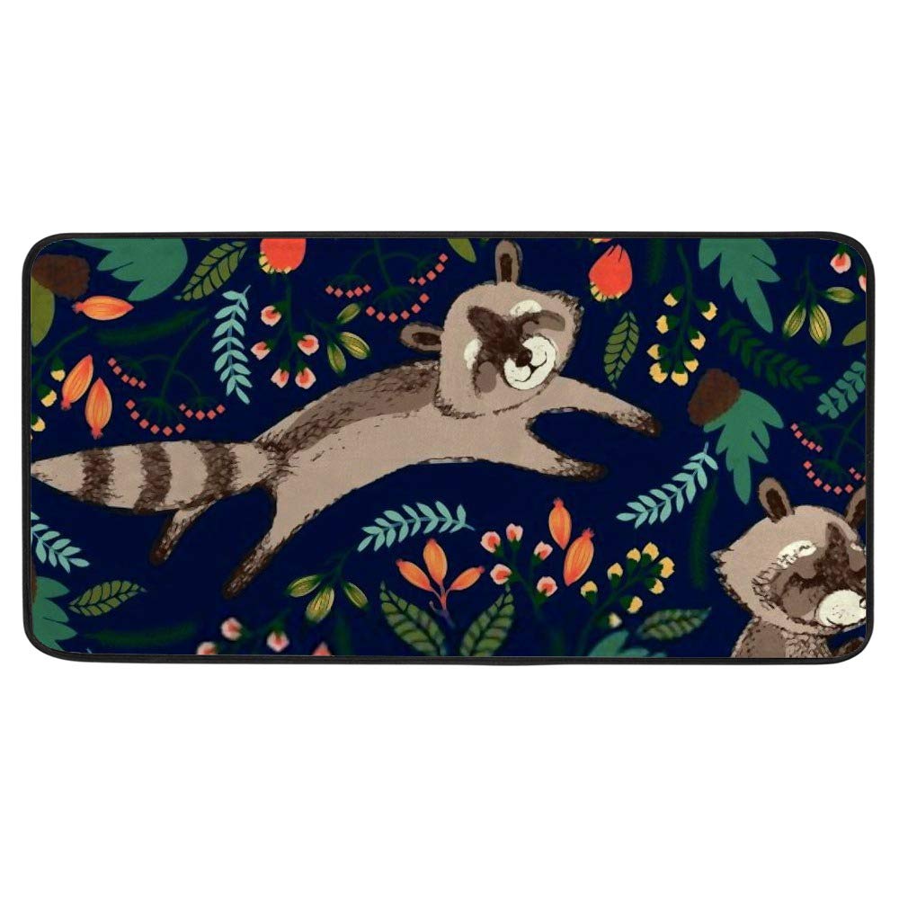 Tapis de cuisine raton laveur 100x50 cm antidérapant et confortable pour sol de cuisine moderne