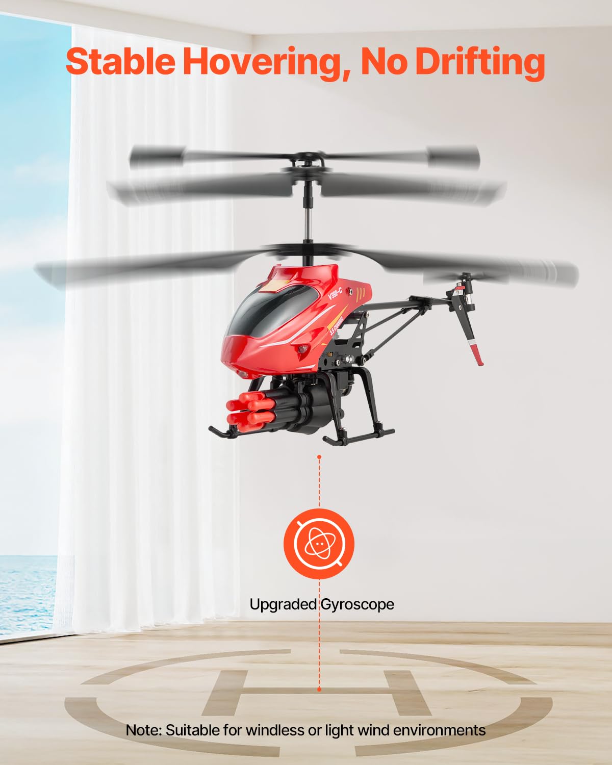 VEVOR Helicóptero de Control Remoto de 2,4 GHz 3,5 Canales con Modo de Disparo, Retención de Altitud Despegue/Aterrizaje con una Sola Tecla y Luces LED Juguete para Niños Mayores de 14 Años