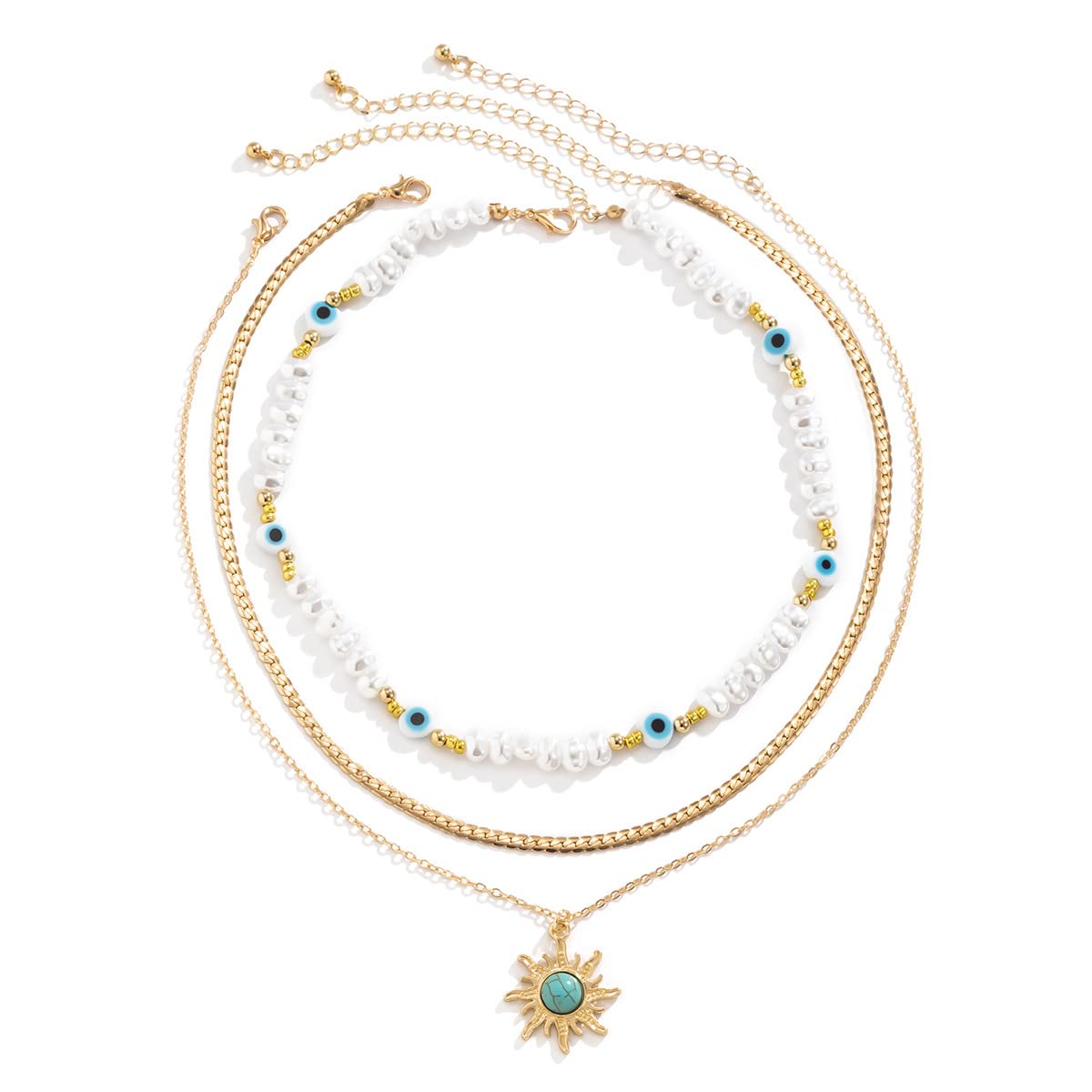 Aaishwarya 3pcs of Beach Look Stone & Sequins Gold Plated Chain Necklace Vacation Jewellery Alloy for Women | Necklace for Women | Chain for Women | Necklace | Neck Chain for Women | Jewellery for Girls (B0BHP9QQ6X) Amazon Price History, Amazon Price Tracker