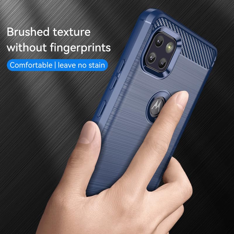 Image of Hybrid Carbon Fiber Back Case for Moto G 5G (Blue)