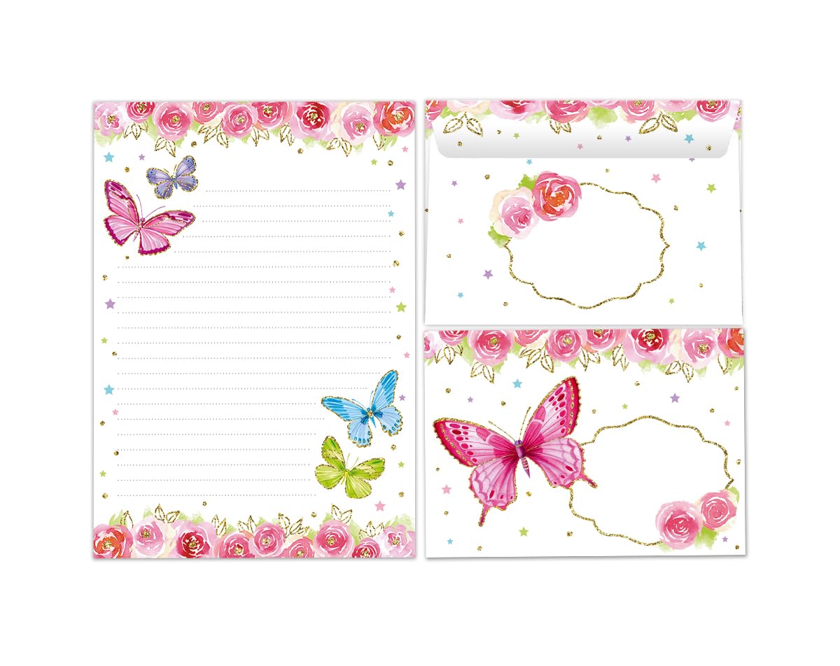 Papier à lettre A5 avec enveloppes pour enfants - Bloc ligné 25 feuilles + 15 enveloppes