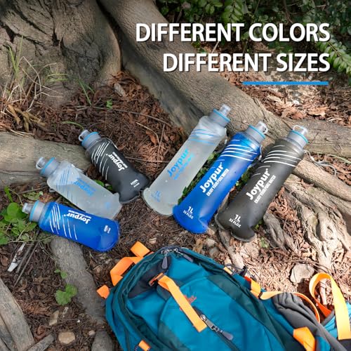Joypur Water Filter Survival - Collapsible Water Bottle with Filter 0.01 Micron Squeeze Filtered Water Bottle 22oz for Hiking Backpacking Camping BPA-Free(Grey 650ml)