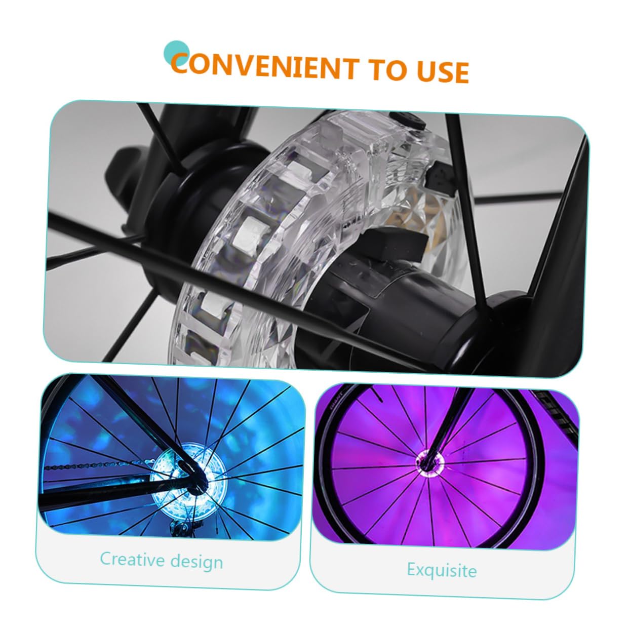 HEMOTON 5 Pièces Curseur Flash Intelligent éclairage de vélo décoratif Light Wheels à vélo à LED Lampe de vélo décorative Feux de vélo lumières LED vélo Lampe pour Roue Plastique Blanche