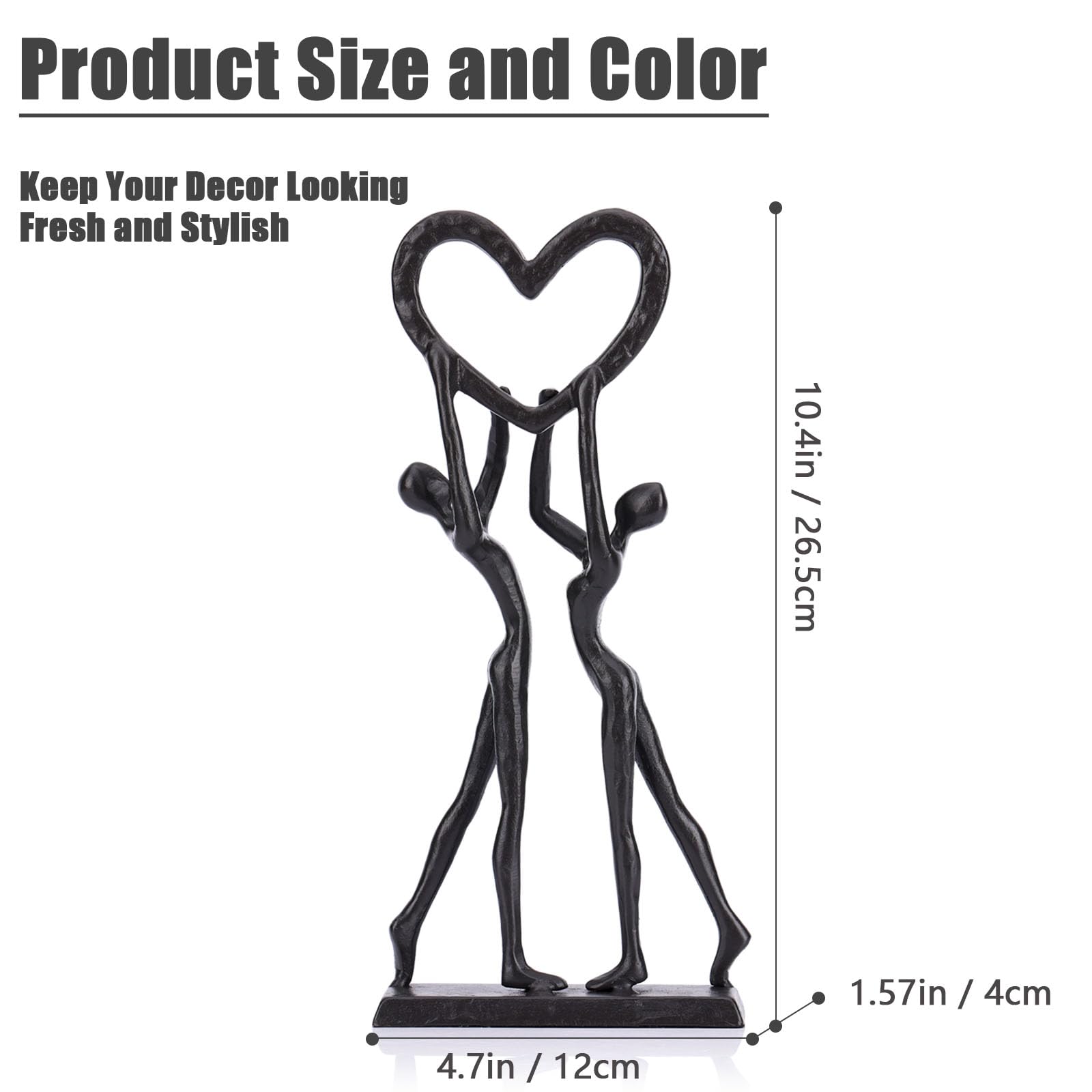 Statuetta Coppia Con Cuore Oro - Decorazione Casa Moderna Per Anniversari E Matrimoni - Foto 13