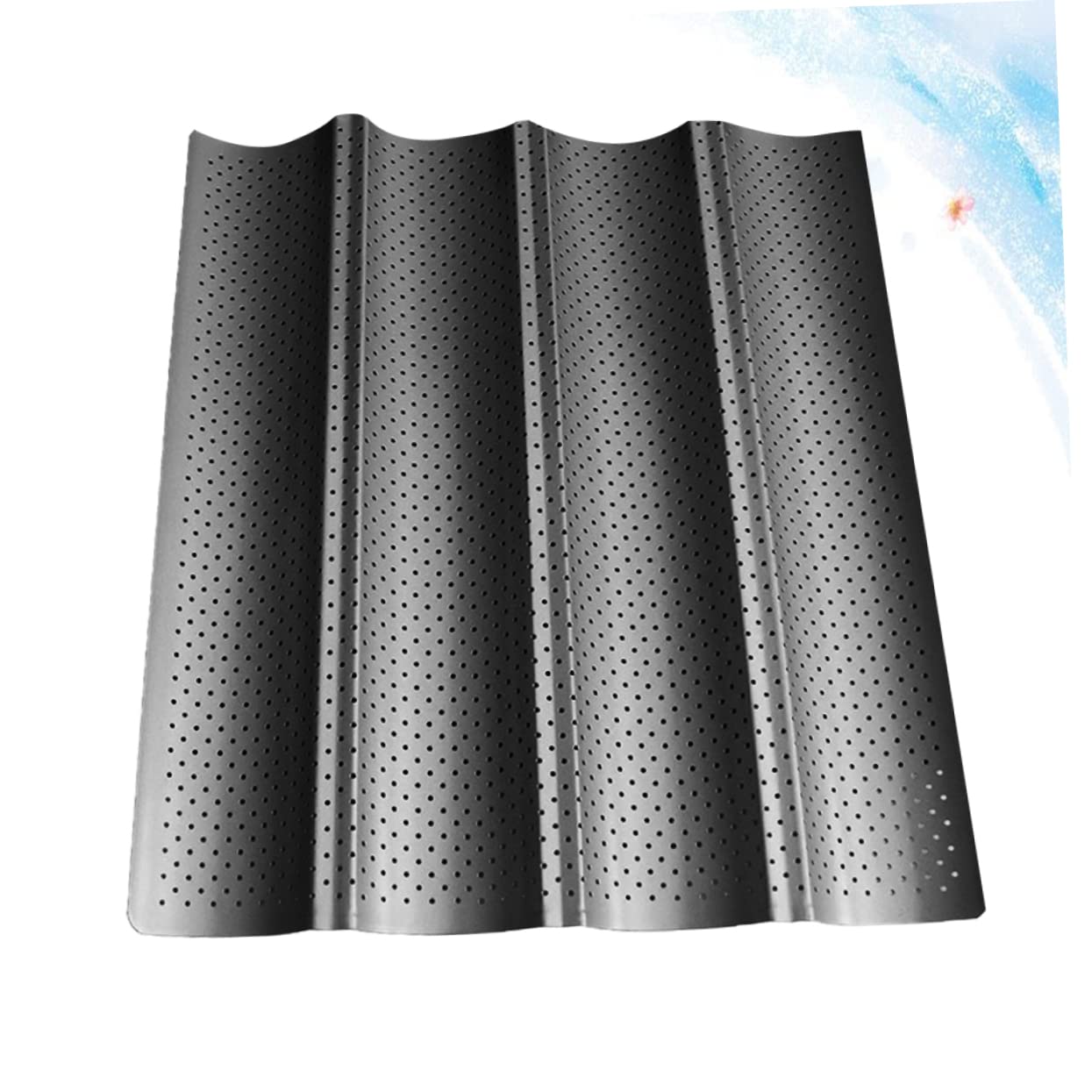 STOBAZA 1Pc Long Strip Baguette Baking Tray Nonstick Heat with Air for Home Kitchen for French Bread and Other Breads Black