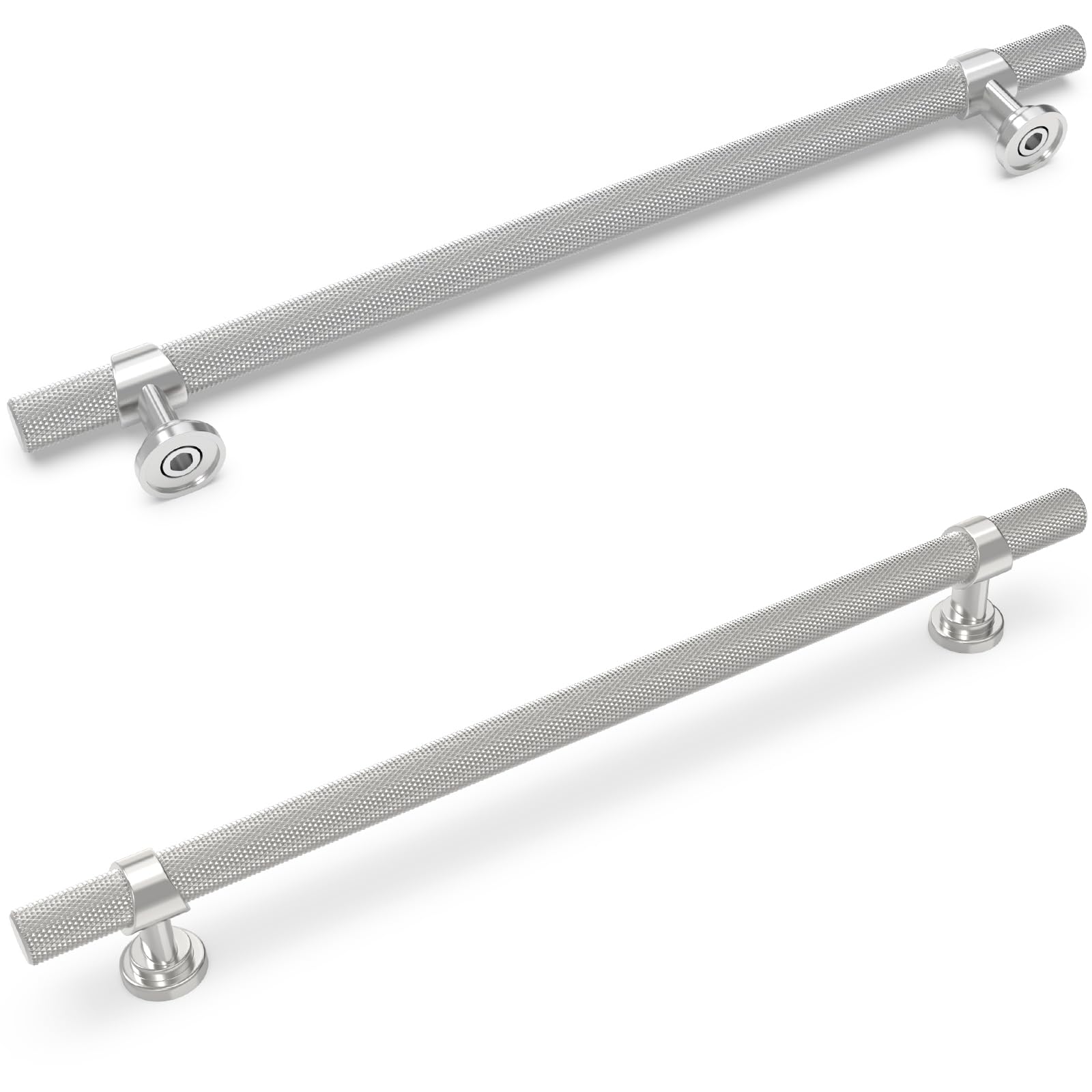 KOMOTIA 10 Pack 10 Inch Cabinet Pulls knurled Brushed Satin Nickel Kitchen Cabinet Handles Aluminum and Zinc Alloy Drawer Pulls Solid Cabinet Hardware