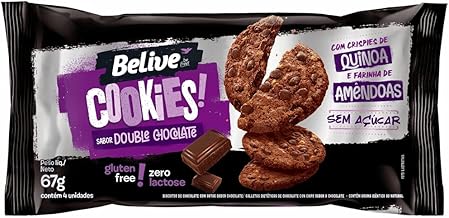Cookie Double Chocolate Sem Açúcar Sem Glúten Sem Lactose Belive 67g
