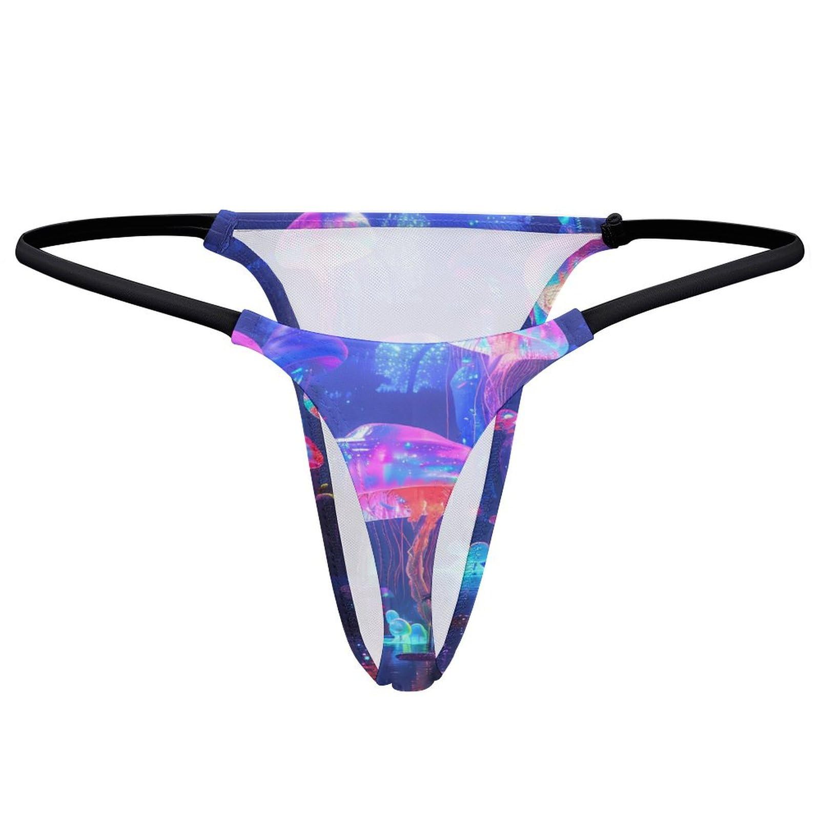 KWQDOZF Psychedelic Jellyfish Women's G-String Thongs Low Rise Panties Stretch T-Back Underwear