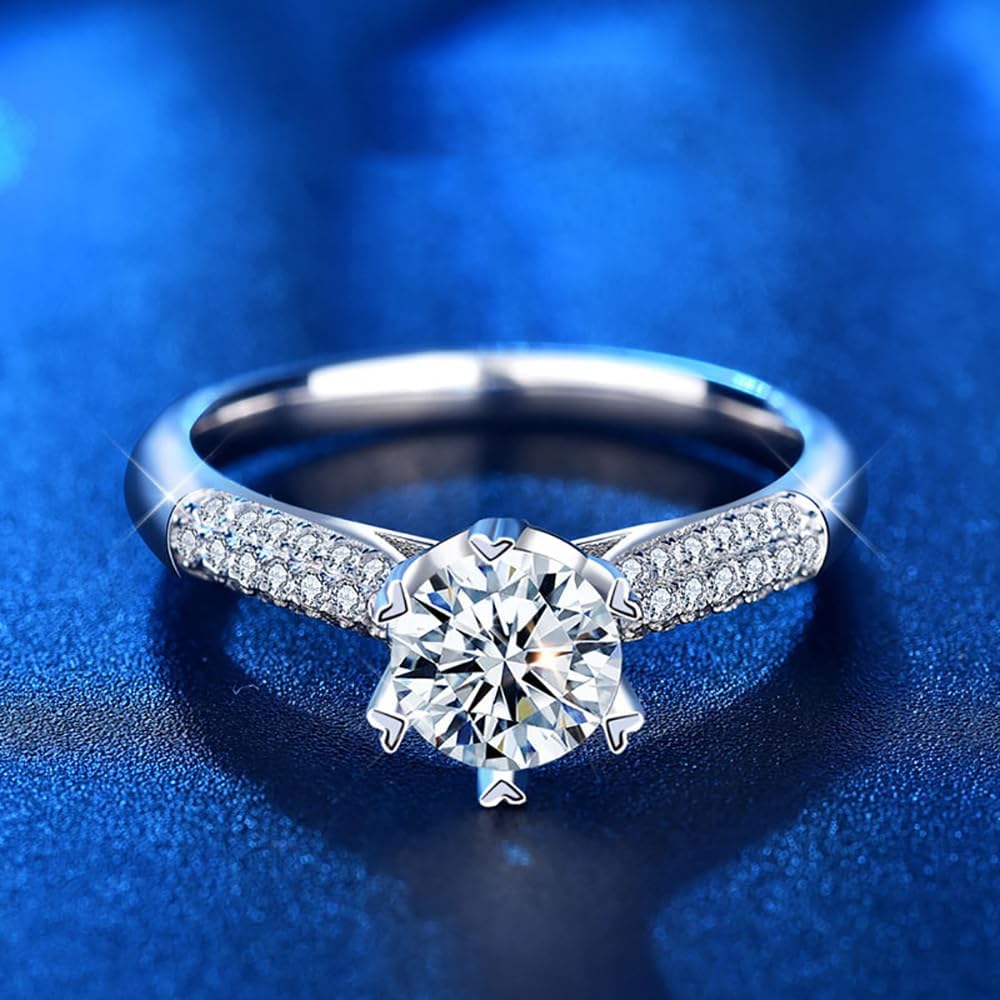 Stunning 1 Carat Diamond Engagement Rings for Women | White Gold Finish Diamond Ring, VVS2 D-Color | Perfect Valentine's Day Jewelry