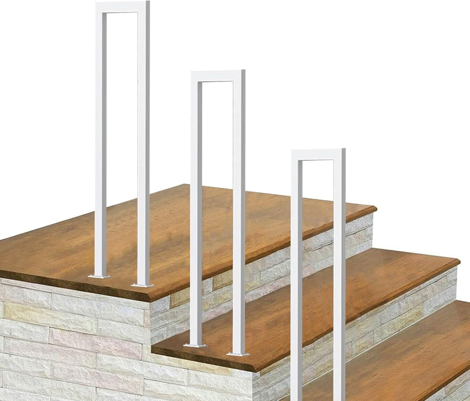 White U-Shaped Stairs Handrail, Hand Rails for Outdoor Steps, Modern Style Wrought Iron Handrail, for Indoor and Outdoor Garden Attic Steps Decoration Staircase Handrails(55CM/1.8FT)