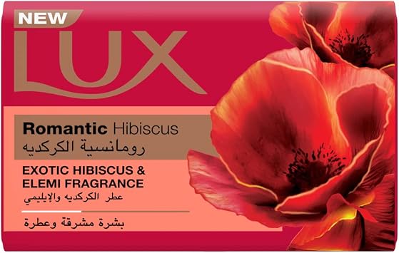 صابون لبشرة متوهجة معطرة برائحة الكركديه الرومانسية من لوكس، مع عطر زهرة الكركديه الرائعة والإيليمي، وزن 170 غرام