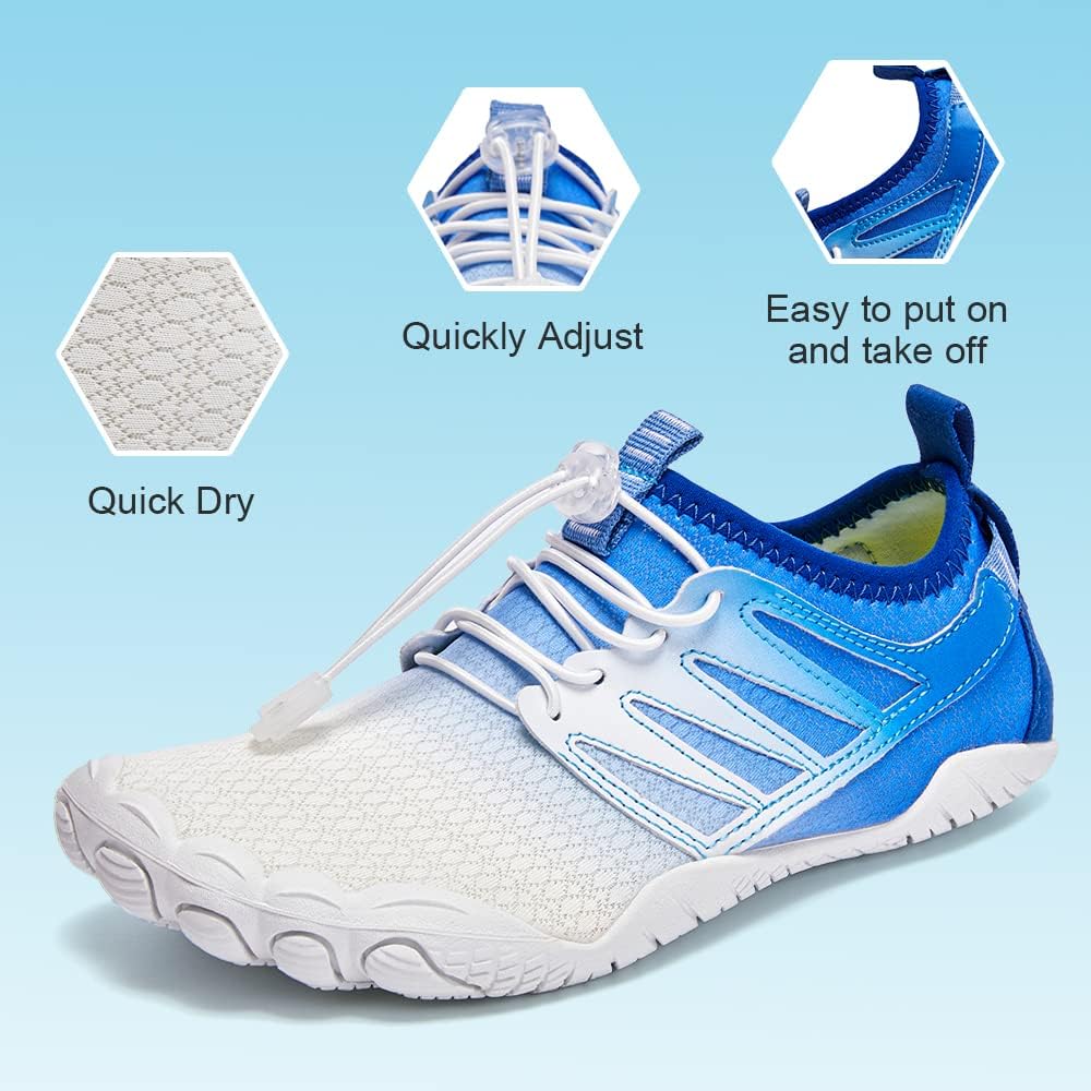 HIITAVE Water Shoes Barefoot Quick Dry Non Slip Aqua Shoes Breathable with Beach River Swim Pool for Men Women Gradient Color