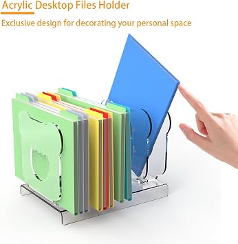 Acrylic Desktop File Organizer, 5-Section Vertical | For Desk, Office Supplies