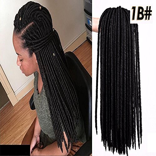 Faux Locs Crochet Hair 100% Synthetic Fiber 14 Inch 6Packs 1B# Crochet Braids (14inch (6-PACKS), 1B#)