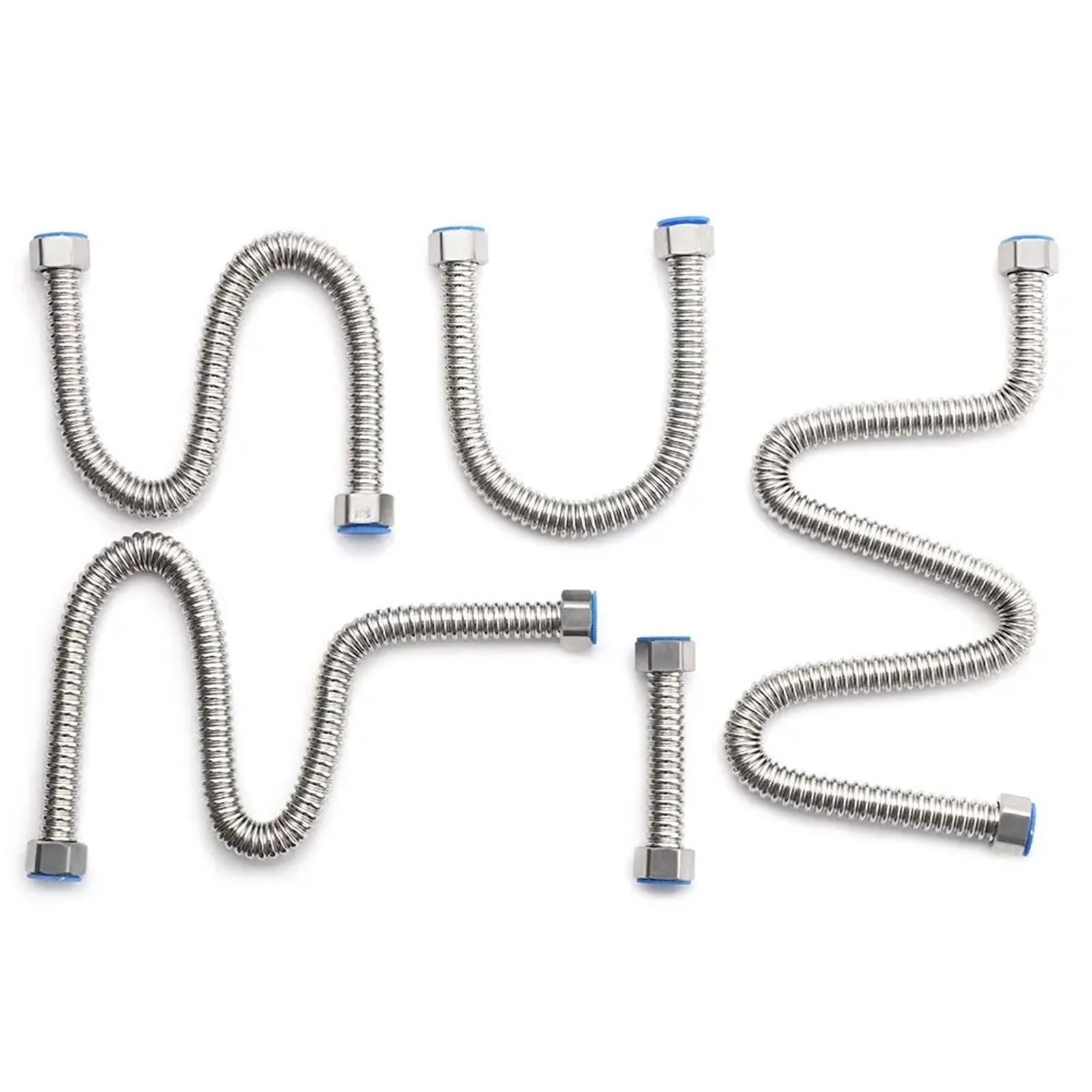 Manguera de ducha flexible de acero inoxidable, 2 unidades, tubo corrugado de metal corrugado de 50 cm, conector de fontanería extensible para calentador de agua, accesorios de ducha para el hogar